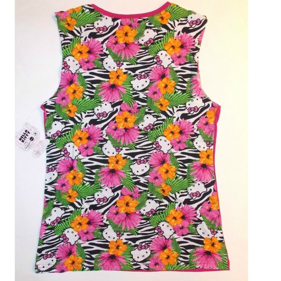 Sanrio Hello Kitty "Tropical Escape" Lounge Set Pajamas S,M,L,Hot Pink/Zebra - Picture 4 of 5